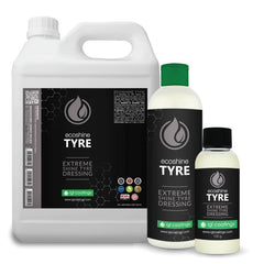 Three bottles of ecoshine Tyre Extreme Shine Tyre Dressing on a white background