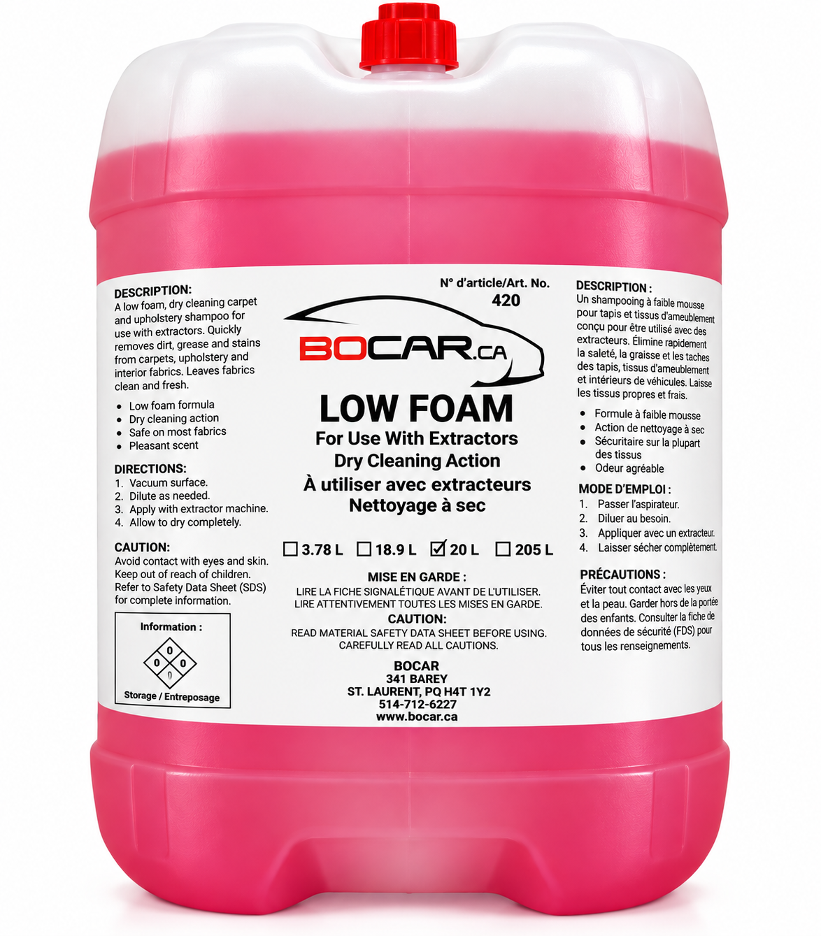 BOCAR LOW FOAM CARPET & UPHOLSTERY EXTRACTOR CLEANER