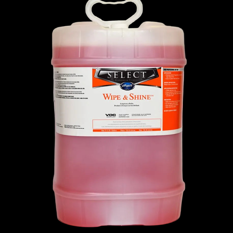 Pink container of Select Wipe & Shine product on a white background