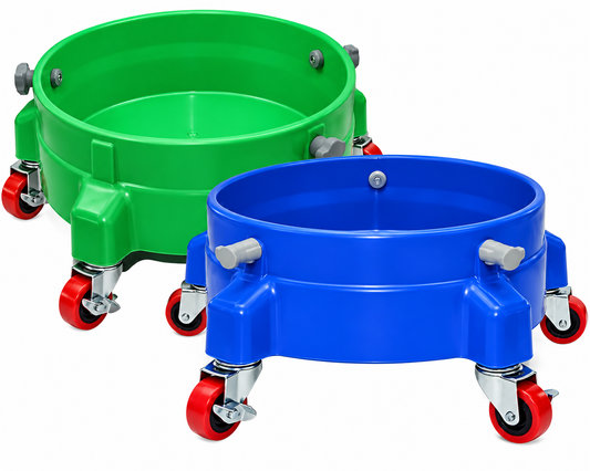 CAR WASH BUCKET DOLLY WITH LOCKING CASTERS