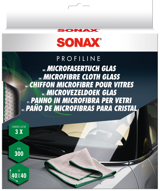 SONAX MICROFIBER GLASS CLOTH - 3PK